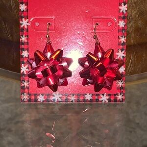Festive Red Bow Earrings